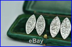 Antique 1903 Victorian Sterling Silver cufflinks with a Hand Engraved design #R3