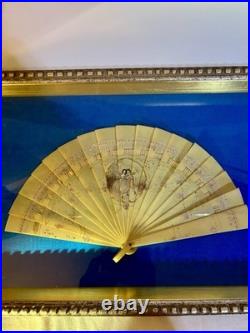 Antique 19thC Hand Painted French Fan Gold Gilded Shadow Box Victorian Wall Art