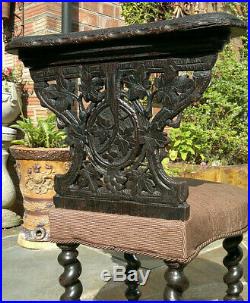 Antique 19th Century Black Forest Hand Carved Wood Smokers Chair Hall Chair