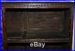 Antique 19th Century Hand Painted Tibetan Alter Cabinet Hand Carved Cedar Wood