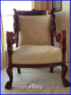 Antique, 19th Century, Victorian Hand Carved Mahogany Chair