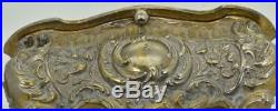 Antique 19th Century Victorian hand engraved silver plated bronze jewellery box