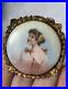 Antique 19th brooch Hand Painted Women In Gold Victorian Vary Rare