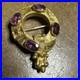 Antique 20K Gold Scottish Mourning Brooch Hand-Chased, Garnets 3.13g C. 1860