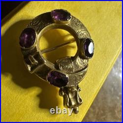 Antique 20K Gold Scottish Mourning Brooch Hand-Chased, Garnets 3.13g C. 1860 Antique 20K Gold Scottish Mourning Brooch Hand-Chased, Garnets 3.13g C. 1860