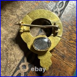 Antique 20K Gold Scottish Mourning Brooch Hand-Chased, Garnets 3.13g C. 1860 Antique 20K Gold Scottish Mourning Brooch Hand-Chased, Garnets 3.13g C. 1860