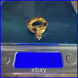 Antique 20K Gold Scottish Mourning Brooch Hand-Chased, Garnets 3.13g C. 1860 Antique 20K Gold Scottish Mourning Brooch Hand-Chased, Garnets 3.13g C. 1860