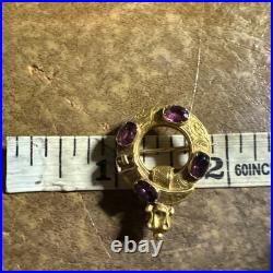 Antique 20K Gold Scottish Mourning Brooch Hand-Chased, Garnets 3.13g C. 1860 Antique 20K Gold Scottish Mourning Brooch Hand-Chased, Garnets 3.13g C. 1860