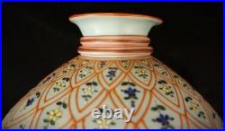 Antique 7 Opal Glass Student Lamp Shade, Hand Painted Victorian