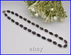 Antique 9ct Gold Clasp Glass Necklace Victorian Hand Cut Glass Beads / Red