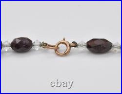 Antique 9ct Gold Clasp Glass Necklace Victorian Hand Cut Glass Beads / Red