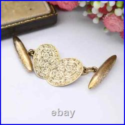 Antique 9ct Gold Cuff Links Hand Engraved Scrolling Deakin & Francis Victorian