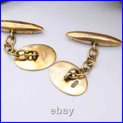 Antique 9ct Gold Cuff Links Hand Engraved Scrolling Deakin & Francis Victorian