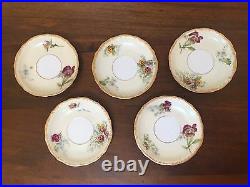 Antique A&D Limoges Hand-Painted CHOCOLATE POT with CUPS & SAUCER SETS Pansies
