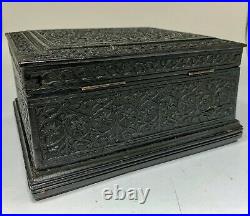 Antique Anglo Indian Hand Carved Wooden Box circa 1895