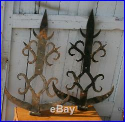 Antique Architectural Salvage Hand Forged Pair of Hinges Door Gate Castle Size