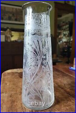 Antique Art Nouveau FOSTORIA Deep Etch 300-1 Clear Glass 12 Vase Excellent