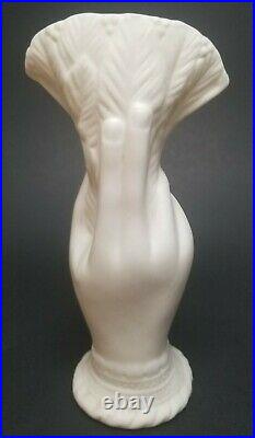 Antique Bennington Pottery Parian Ware Porcelain Victorian Hand Vase 6-1/2 Fern