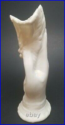 Antique Bennington Pottery Parian Ware Porcelain Victorian Hand Vase 6-1/2 Fern