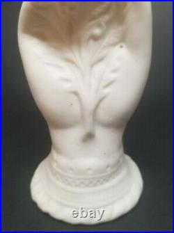Antique Bennington Pottery Parian Ware Porcelain Victorian Hand Vase 6-1/2 Fern
