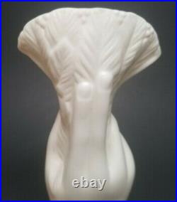 Antique Bennington Pottery Parian Ware Porcelain Victorian Hand Vase 6-1/2 Fern