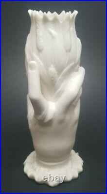 Antique Bennington Pottery Parian Ware Victorian Hand Spill Vase 6-1/2 CATTAILS