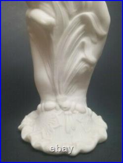 Antique Bennington Pottery Parian Ware Victorian Hand Spill Vase 6-1/2 CATTAILS