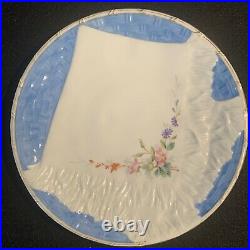 Antique Bodley Porcelain Plates, Trompe LOeil Folded Napkin, Hand Painted