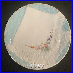 Antique Bodley Porcelain Plates, Trompe LOeil Folded Napkin, Hand Painted