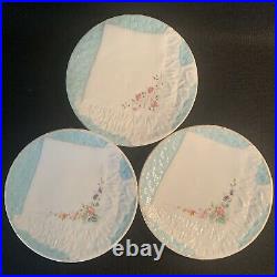 Antique Bodley Porcelain Plates, Trompe LOeil Folded Napkin, Hand Painted