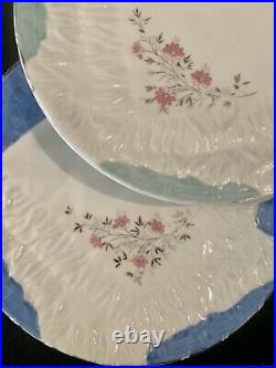 Antique Bodley Porcelain Plates, Trompe LOeil Folded Napkin, Hand Painted