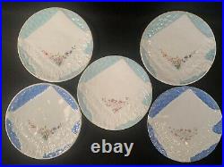 Antique Bodley Porcelain Plates, Trompe LOeil Folded Napkin, Hand Painted