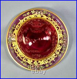 Antique Bohemian Czech Moser Hand Painted Tea Cup And Saucer