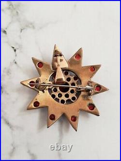 Antique Bohemian Garnet Silver Star Pin Brooch Pendant