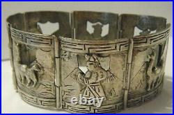 Antique Bracelet cuff lamas PERUPLATA CM Camusso Welsch 925 hinged cuff lamas