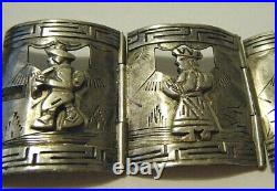Antique Bracelet cuff lamas PERUPLATA CM Camusso Welsch 925 hinged cuff lamas