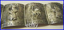 Antique Bracelet cuff lamas PERUPLATA CM Camusso Welsch 925 hinged cuff lamas