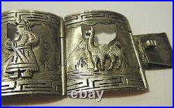 Antique Bracelet cuff lamas PERUPLATA CM Camusso Welsch 925 hinged cuff lamas