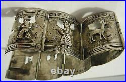 Antique Bracelet cuff lamas PERUPLATA CM Camusso Welsch 925 hinged cuff lamas