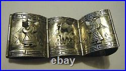 Antique Bracelet cuff lamas PERUPLATA CM Camusso Welsch 925 hinged cuff lamas