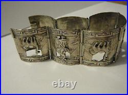 Antique Bracelet cuff lamas PERUPLATA CM Camusso Welsch 925 hinged cuff lamas
