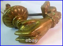 Antique Brass Bronze Woman's HAND DOOR KNOCKER Victorian