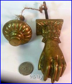 Antique Brass Bronze Woman's HAND DOOR KNOCKER Victorian