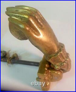 Antique Brass Bronze Woman's HAND DOOR KNOCKER Victorian