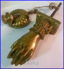 Antique Brass Bronze Woman's HAND DOOR KNOCKER Victorian