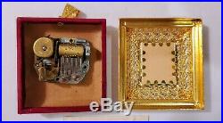 Antique Bronze Dore Miniature Hand Painted Madonna Mary Portrait Reuge Music Box