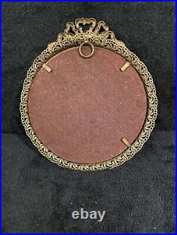 Antique Bronze Or Brass Filigree Frame with Hand Painted Porcelain-442