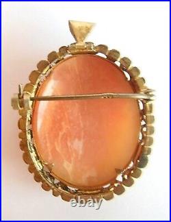 Antique CAMEO VICTORIAN Period Hand Carved SHELL Surrounded with GILT SILVER