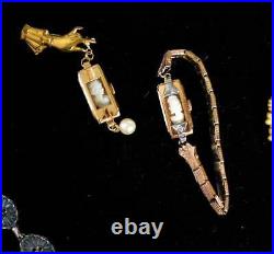 Antique CAMEO in Edwardian Gold Fill Watch Hanging Victorian Hand Brooch No Guts
