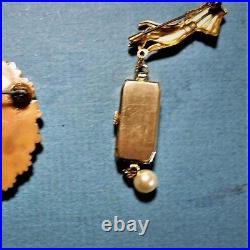 Antique CAMEO in Edwardian Gold Fill Watch Hanging Victorian Hand Brooch No Guts